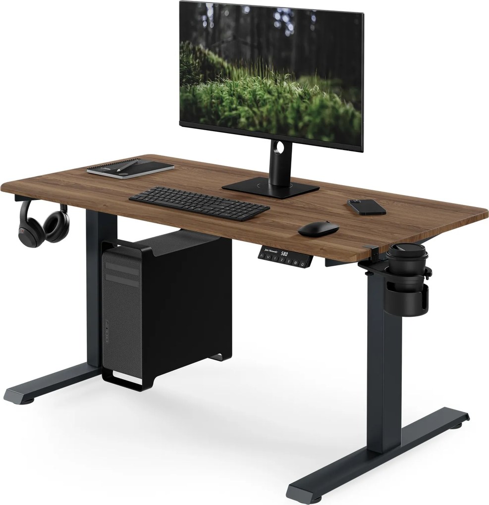 Elektrický stôl s reguláciou výšky ergonomický antracitový/orech,1200x600 mm: ARIA