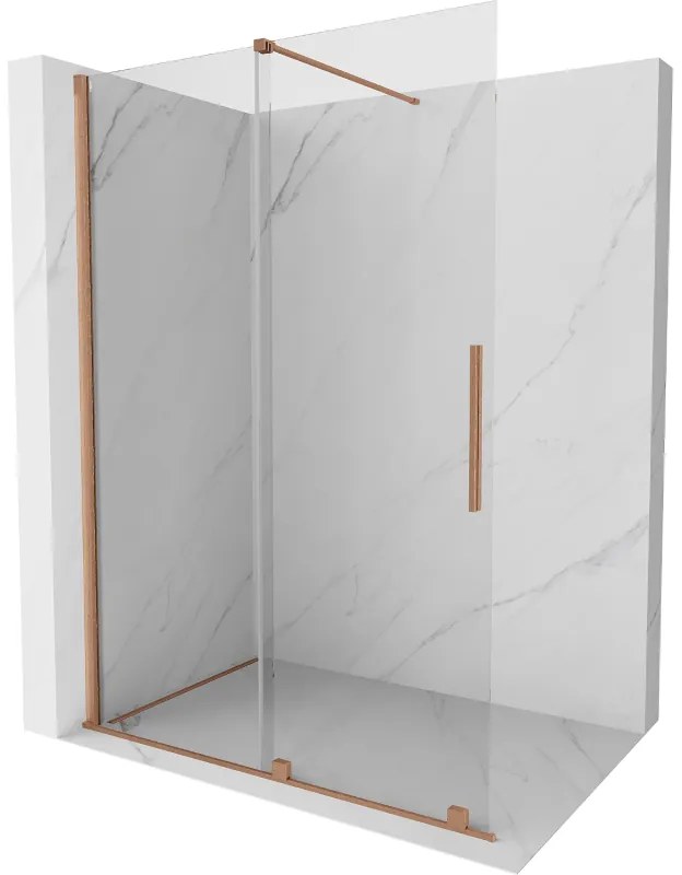 Mexen Velar, posuvné dvere do otvoru typ Walk-In 140 cm, 8mm číre sklo, medená matná, 871-140-000-03-65