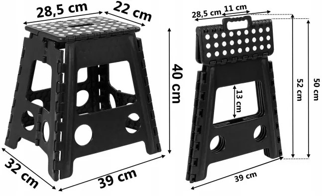 Skladacia stolička AMIGO čierna veľkosť L