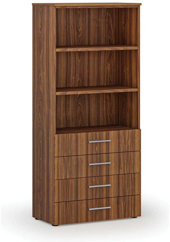 Kancelárska skriňa so zásuvkami PRIMO WOOD, 800 x 420 x 1781 mm, orech