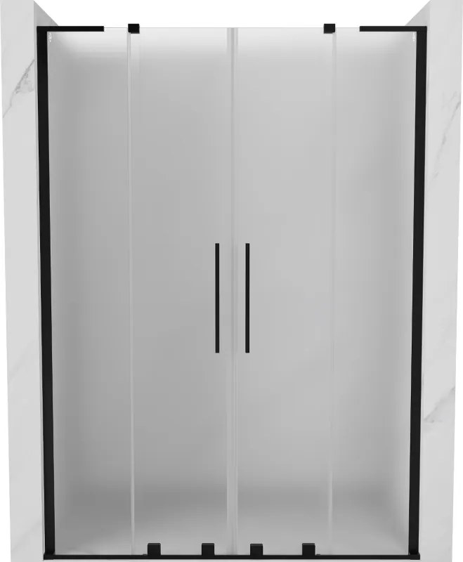 Mexen Velar L Duo, posuvné sprchové dvere do otvoru 150 cm, 8mm sklo námraza, čierna matná, 871-150-003-32-70