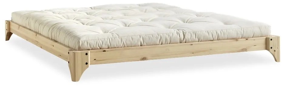 Dvojlôžková posteľ z borovicového dreva s matracom Karup Design Elan Comfort Mat Natural/Natural, 160 × 200 cm
