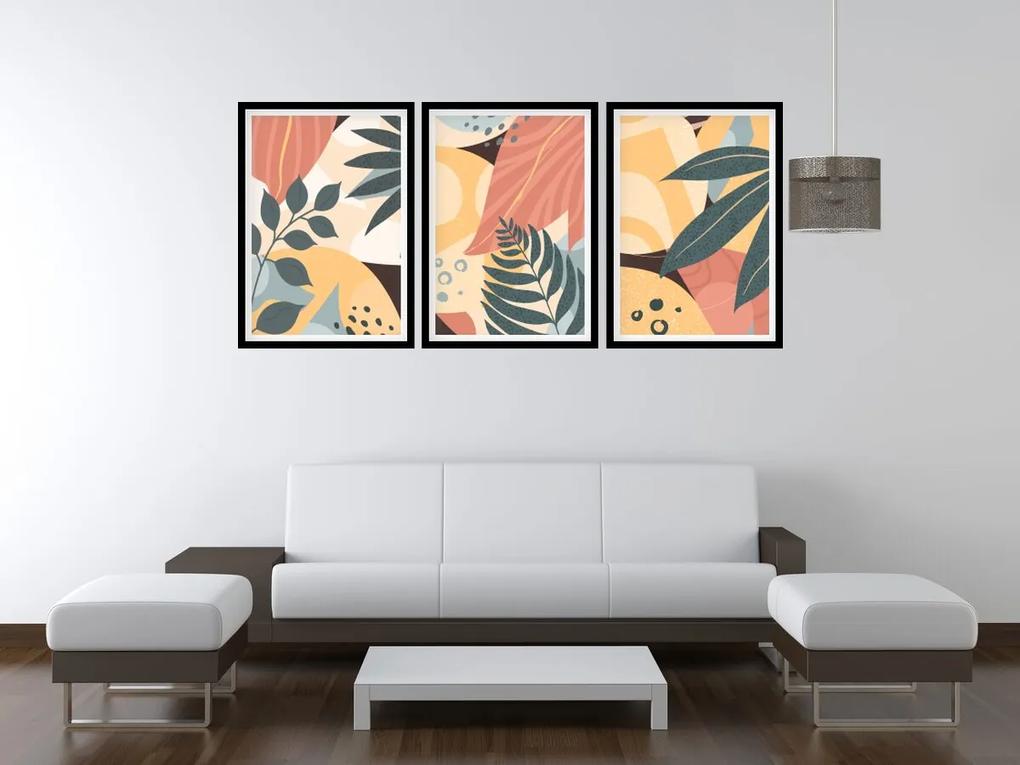 Gario Sada plagátov 4 ročné obdobia - 3 dielna Farba rámu: Zlatá, Veľkosť: 99 x 45 cm