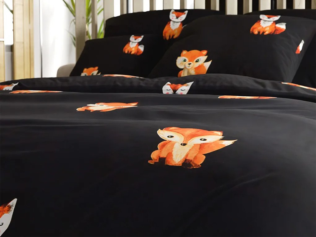 Obliečky z mikrovlákna FOXES čierne Rozmer obliečky: 2 ks 70 x 80 cm | 160 x 200 cm