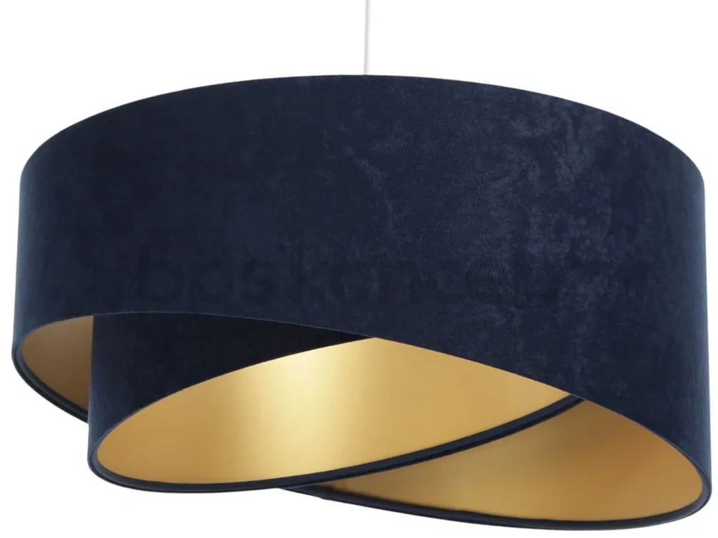 Dizajnová závesná lampa Grismo, modrá/zlatá