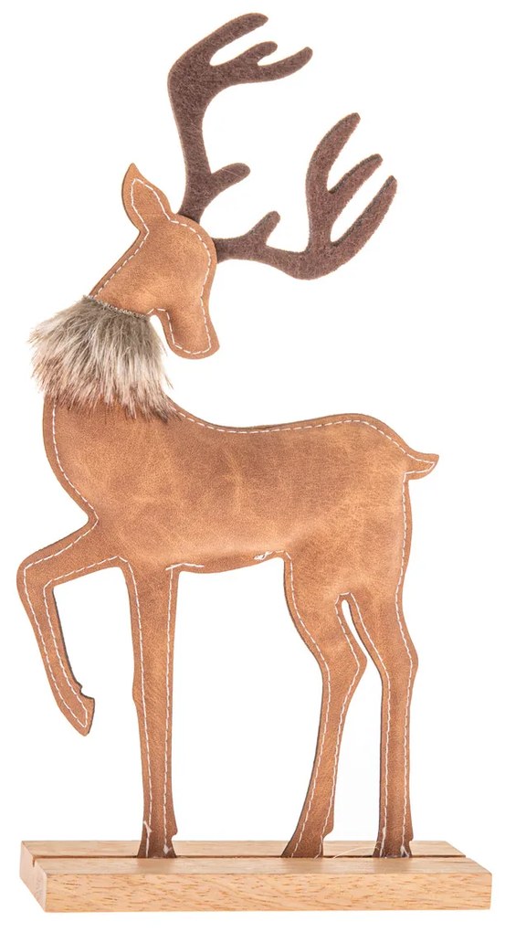 Vianočná dekorácia Jeleň z umelej kože 31 cm, var. II