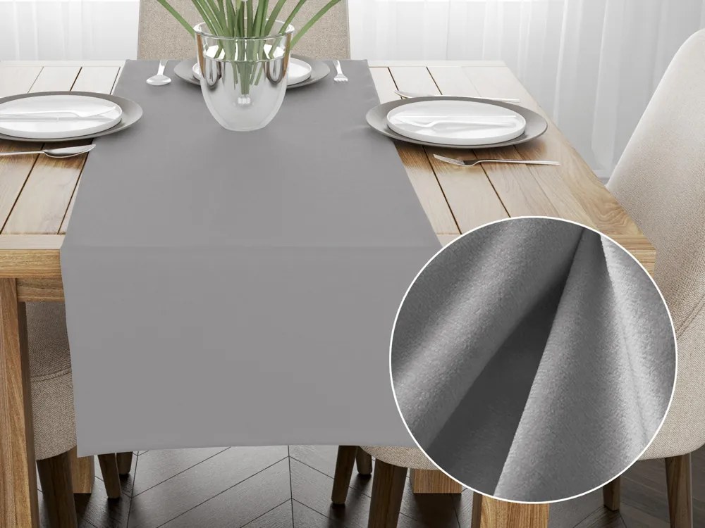 Biante Zamatový behúň na stôl Velvet Prémium SVP-039 Sivý 45x180 cm
