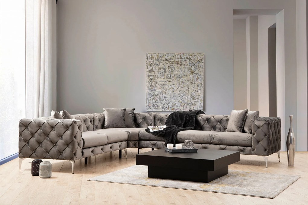 Luxusná rohová pohovka Como 270 x 310 cm, ľavá, antracitová