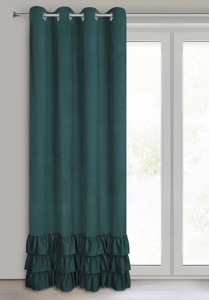 ZATEMŇOVACÍ ZÁVES NA KRÚŽKOCH MEGI 140X250 CM TMAVOZELENÁ