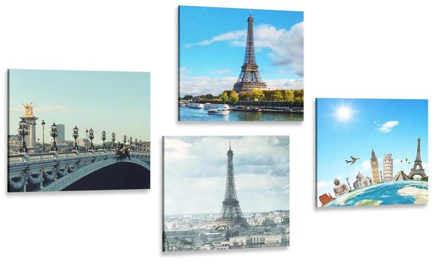 Set obrazov výhľad na Eiffelovu vežu v Paríži Varianta: 4x 40x40