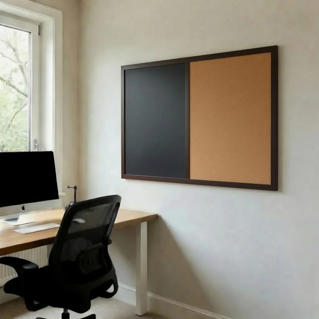 Toptabule.sk Kombinovaná tabuľa čierna v drevenom ráme NATURE LINE Palisander 120x90 cm