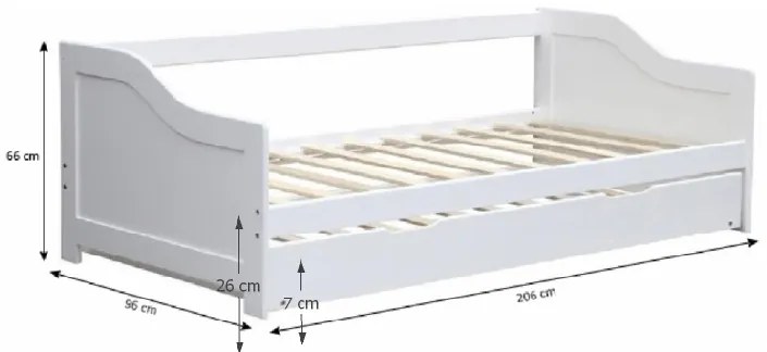 AKCIA Biela detská posteľ s prístelkou INTRO 90 x 200 cm II. akosť