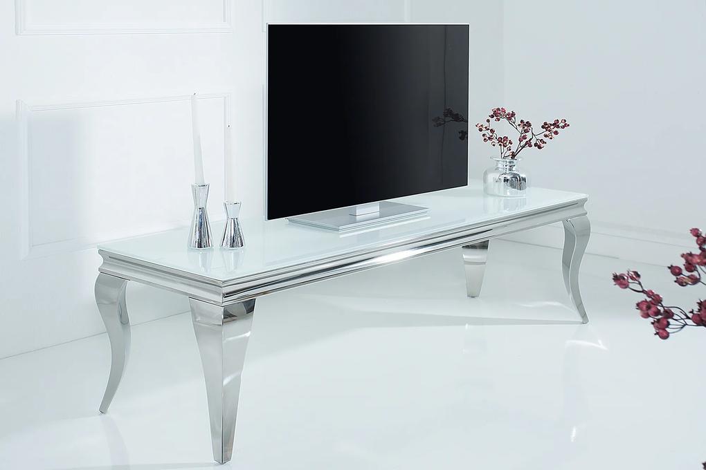 Bighome - TV stolík BARROCK 160 cm - strieborná, biela