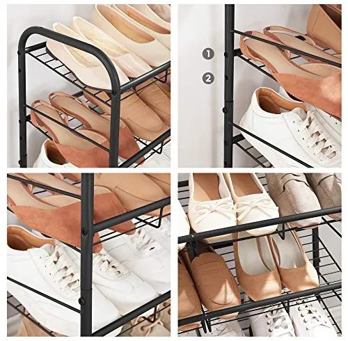 Botník s 3 policami, stohovateľný, čierny, 49,5x68,5x27,5cm