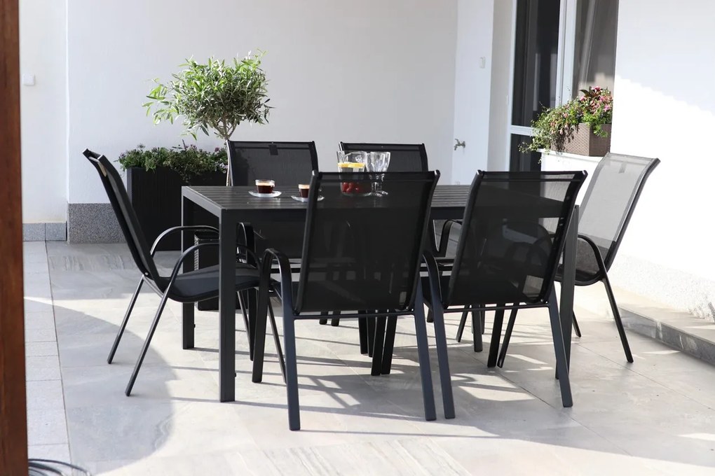 Záhradný jedálenský set Viking L + 6x kovová stolička Ramada
