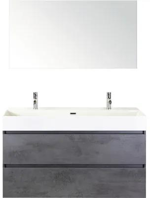Kúpeľňový nábytkový set Maxx XL 120 cm s keramickým umývadlom 2 otvormi na kohúty a zrkadlom betón antracitovo sivá