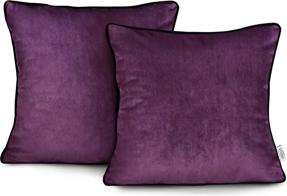 Obliečky na vankúše AmeliaHome Velvet Piping slivkové
