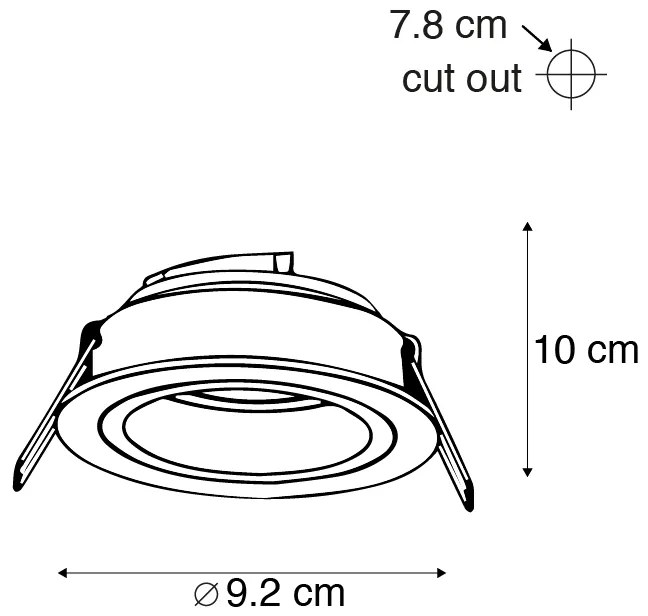 Sada 6 zapustených bodových svetiel okrúhlych hliníkových nastaviteľných - Chuck