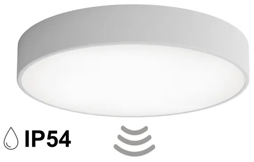 Kúpeľňové stropné svietidlo so snímačom CLEO 4xE27/24W/230V pr. 50 cm IP54 sivé