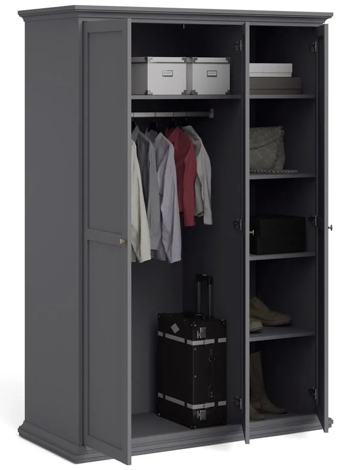 Sivá šatníková skriňa 139x201 cm Paris – Tvilum