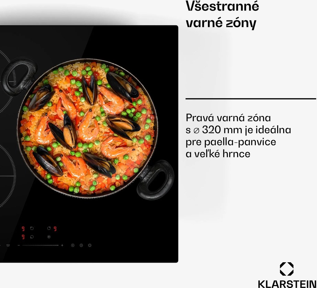 Klarstein Delicatessa Paella indukčná varná doska, Paella zóna, Power Boost, Ovládanie posuvníkmi