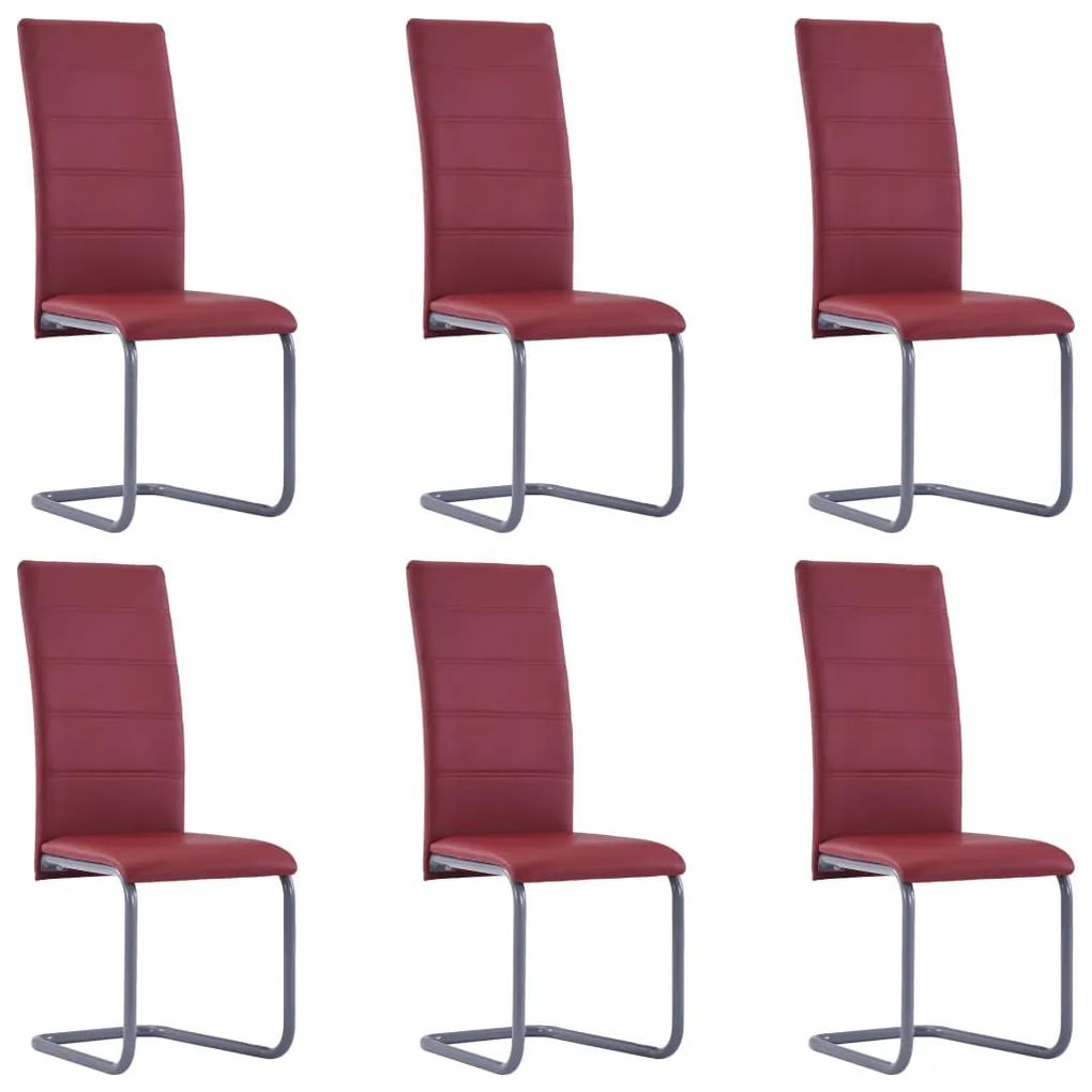 Jedálenské stoličky, perová kostra 6 ks, červené, umelá koža 278098