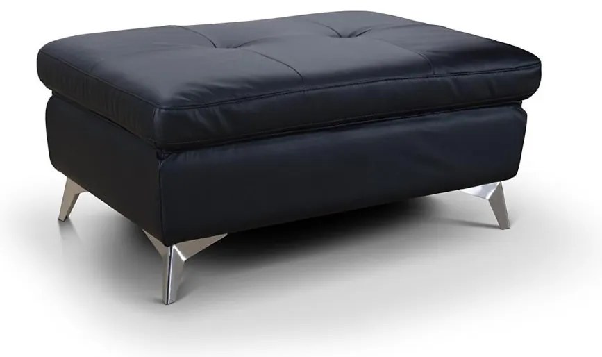 Kožený taburet SALERNO II 66x100 cm čierny