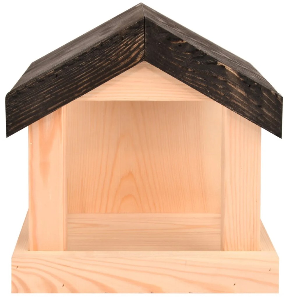 Kŕmidlo pre vtáky Emi, 23x20x15 cm, drevo, hnedá/čierna