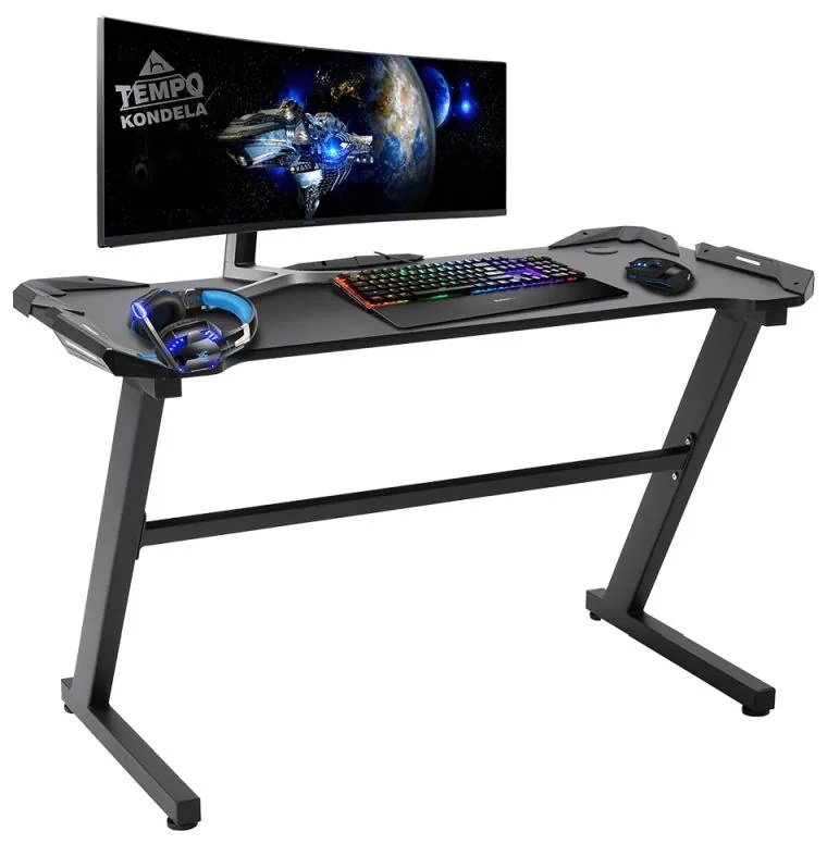 Kondela PC stôl, JADIS, herný stôl, čierna