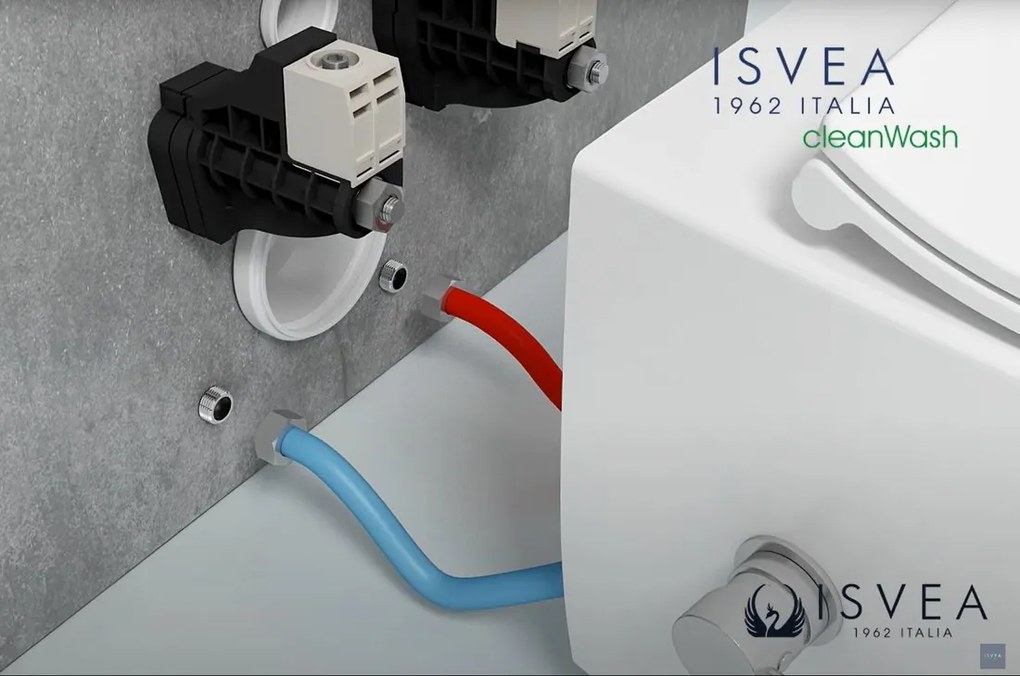 Isvea Isvea, INFINITY CLEANWASH závesná WC misa, integrovaná batéria a bidetová spŕška, Rimless, 36,5x53cm, biela, 10NFS9217I