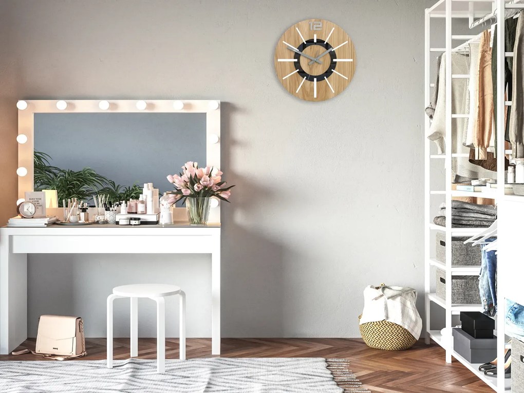 Dřevěné nástěnné hodiny Nordic 33 cm dub přírodní/bílé