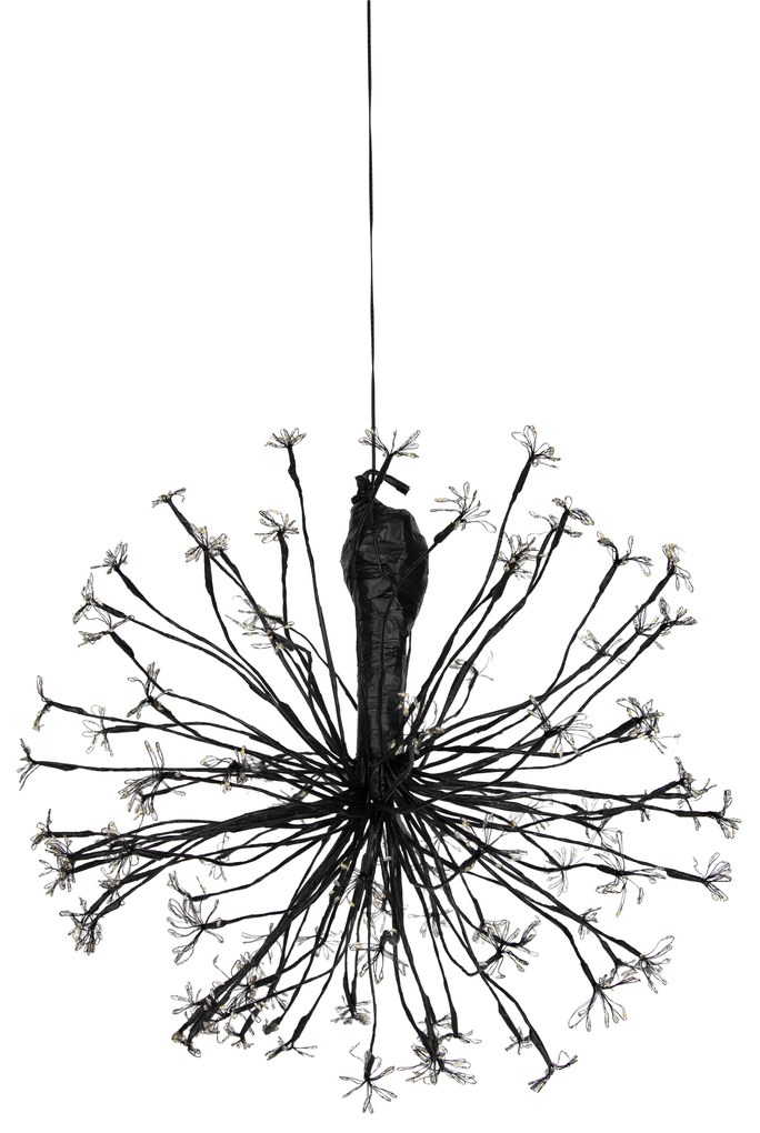 Vianočná závesná lampa guľa čierna 60 cm vrátane LED s časovačom IP44 - Nobu