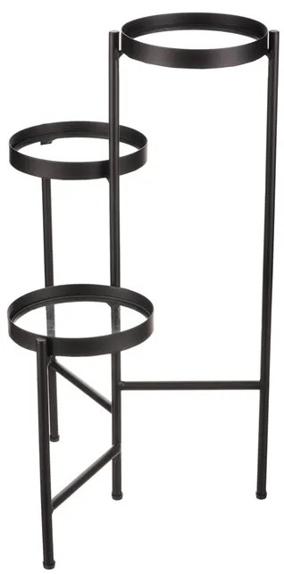 Autronic BONTEC Stojan na kvety - 3 poschodový, kovový so sklom Farba: Čierna