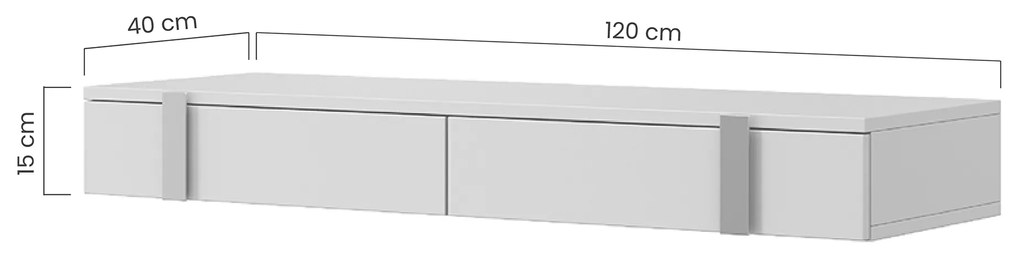 Závesný toaletný stolík Verica 120 cm - charcoal / čierne úchytky