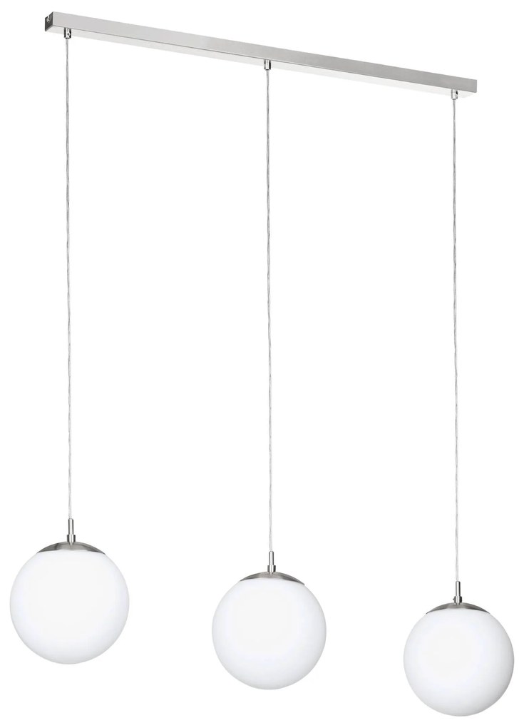 EGLO Moderné závesné osvetlenie RONDO, 3xE27, 40W, strieborné, biele