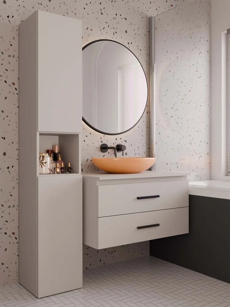 Závěsná skříňka pod umyvadlo s deskou NEL 2S 80 cm kašmírová