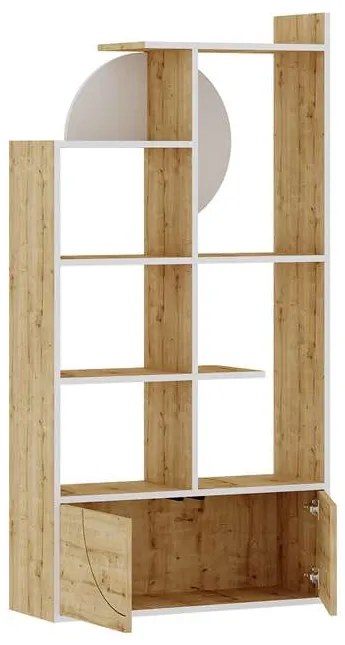 Moderná knižnica Houseland Half zafírový dub/biela