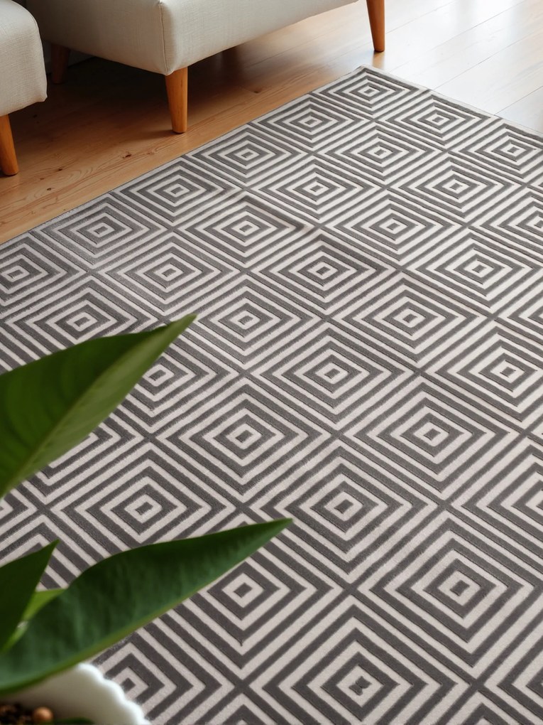 ELLE Decoration, Kusový koberec Perles 106185 White Grey z kolekcie Elle, 160x235, šedá, obývacia izba