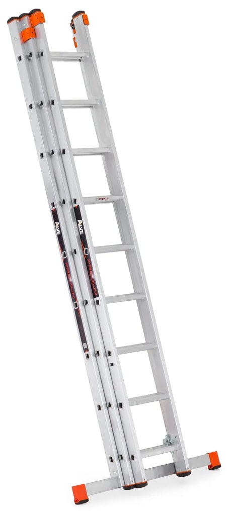 Hliníkový trojdielny rebrík ALVE PREMIUM s nášľapmi, 3x8 priečok, dĺžka 5,25 m