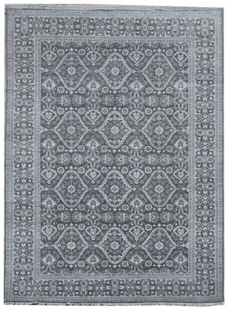 Diamond Carpets India, Ručne viazaný kusový koberec Diamond DC-HALI B Grey / silver, 365x457, šedá, chodba / predsieň
