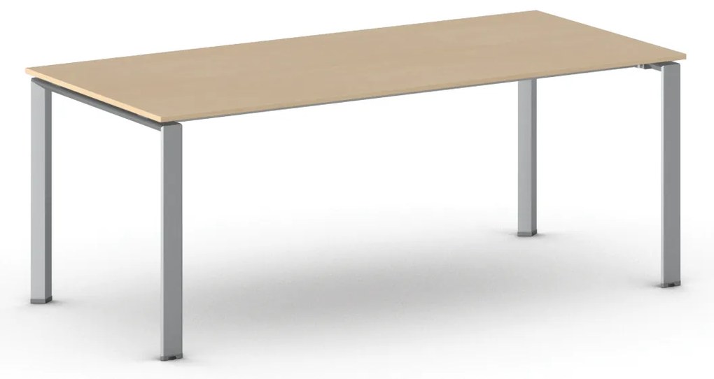 Rokovací kancelársky stôl PRIMO INFINITY, 200x90 cm, sivostrieborná podnož, buk