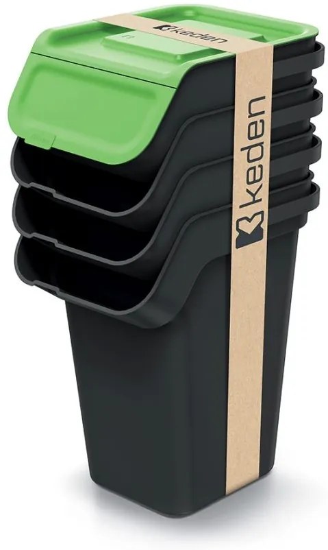 Odpadkový kôš KADDI Q SET recyklovane čierny s filtrom, objem 4 x 25l