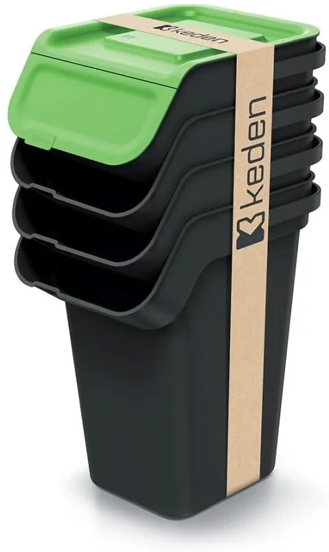 Odpadkový kôš KADDI Q SET recyklovane čierny s filtrom, objem 4 x 25l