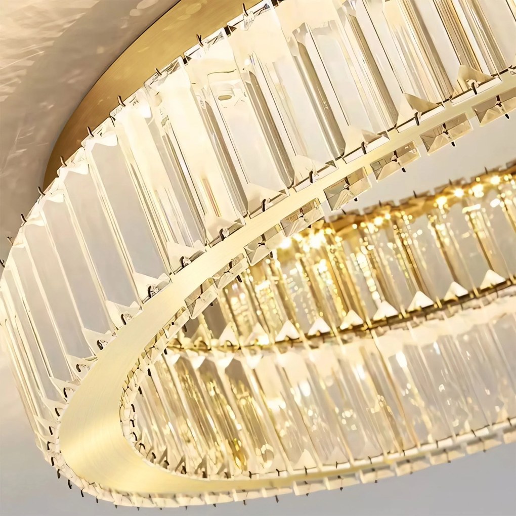 Toolight Toolight, LED krištáľové stropné svietidlo 40cm, 24W, 4000K, 1120lm, APP1720-C, zlatá matná, OSW-09301