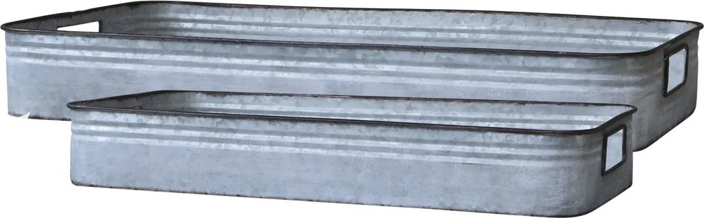 2ks dekoračné plechové zinkové antik boxy podnosy - 63*34*9cm