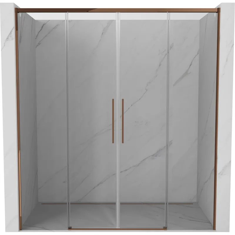 Mexen Rox, posuvné sprchové dvere 190 cm, 8mm číre sklo, ružové zlato profil, 8C2-190-002-60-00