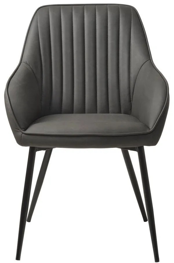 Tmavosivé čalúnené jedálenské kreslá v súprave s podrúčkami 2 ks Nolan Stripe – Unique Furniture