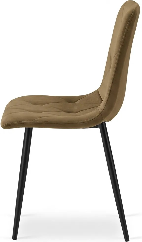 Hnedá zamatová stolička LIBRA OLIVE BROWN s čiernymi nohami