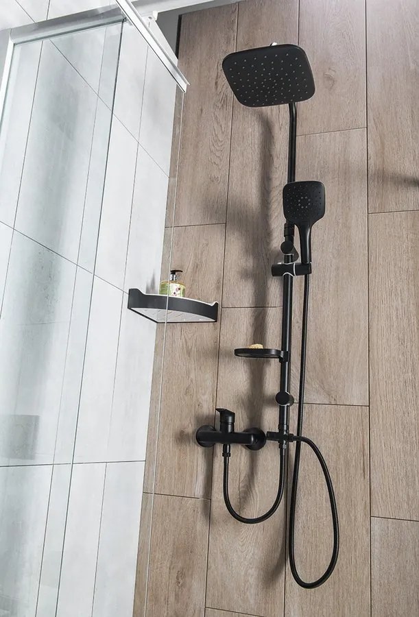Aqualine KERA sprchový stĺp s napojením na batériu, čierna mat SL435