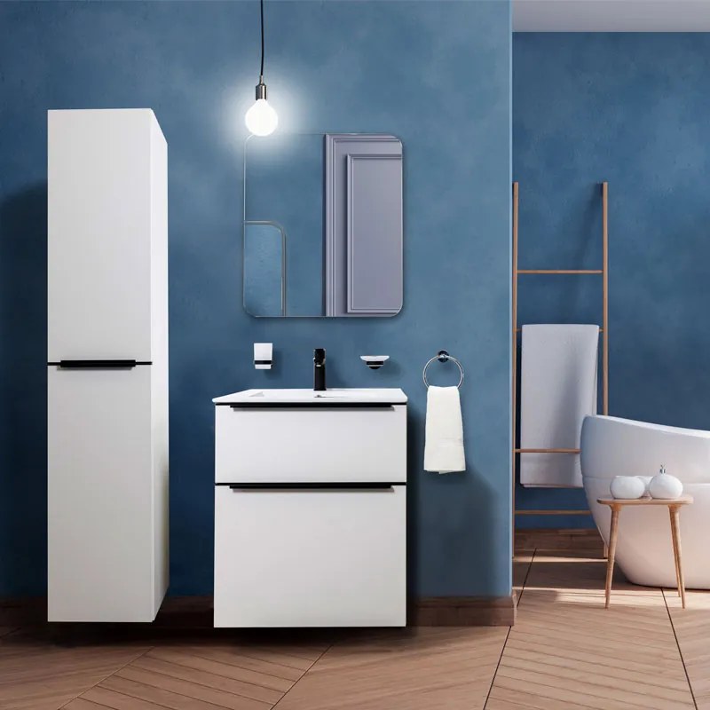 Mereo, Mereo Mailo, kúpeľňová skrinka vysoká 170 cm, čierne madlo, Multidecor, Orech Pacifik prírodný, MER-CN594LPBOPP2